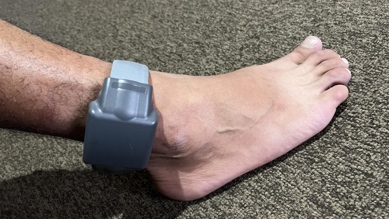 An ankle monitoring bracelet