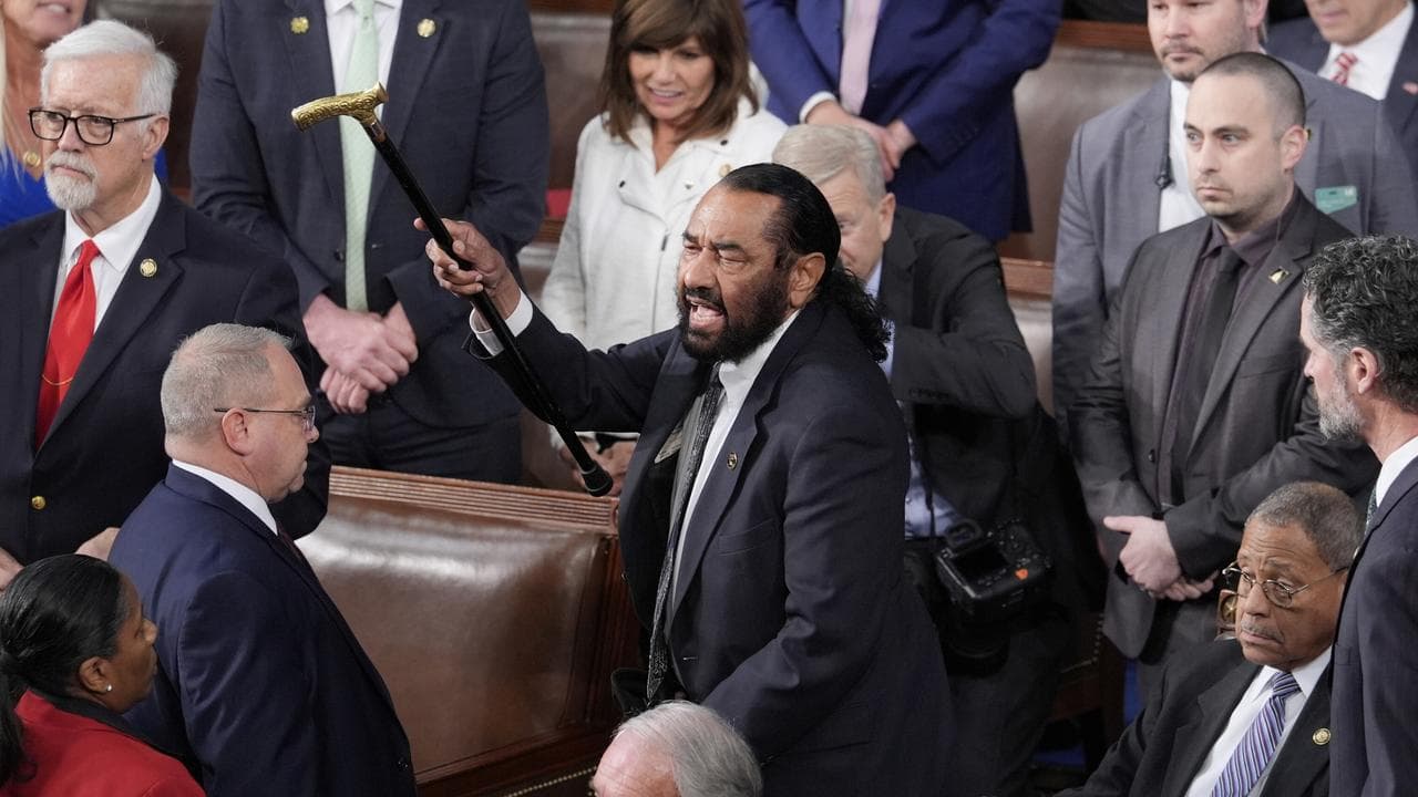 Representative Al Gree disrupts President Donald Trump's address