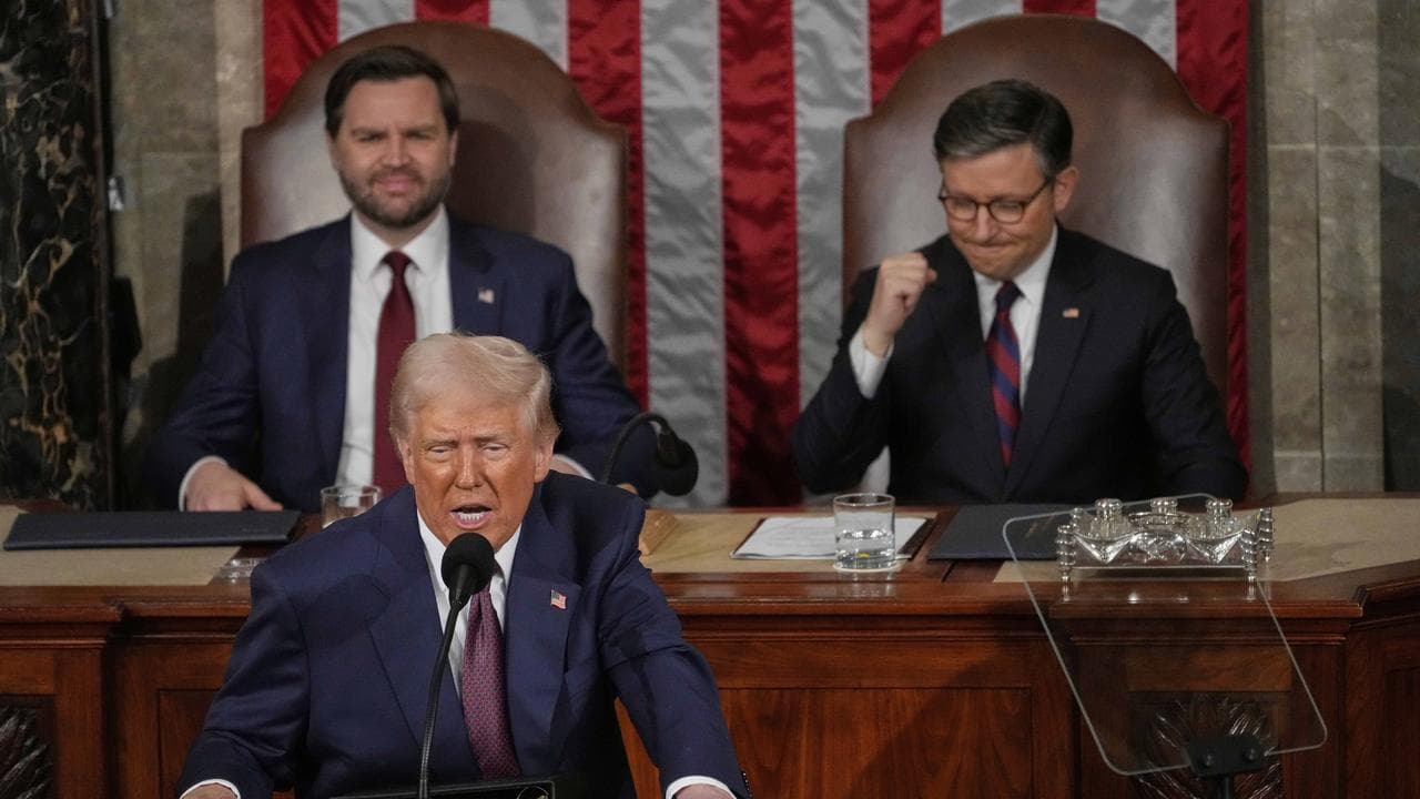 President Donald Trump addresses a joint session of Congress