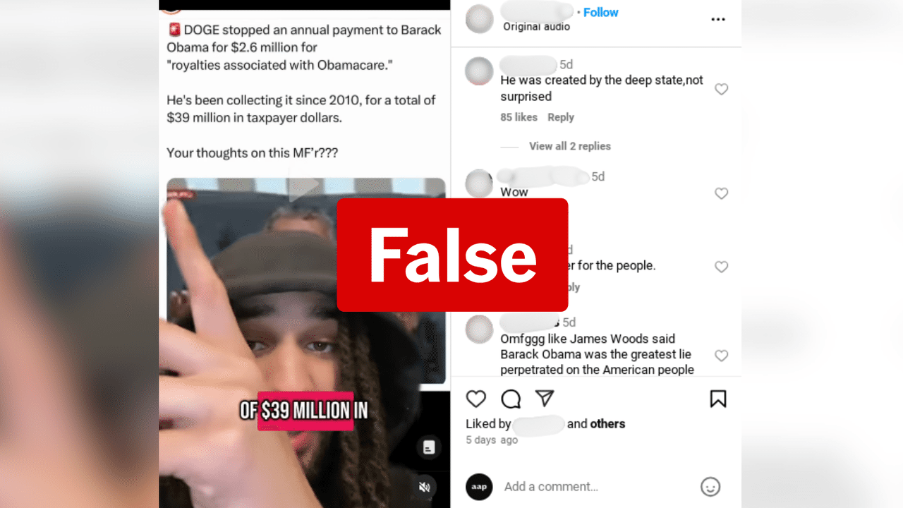 An Instagram post sharing an Obama claim without a satire warning.