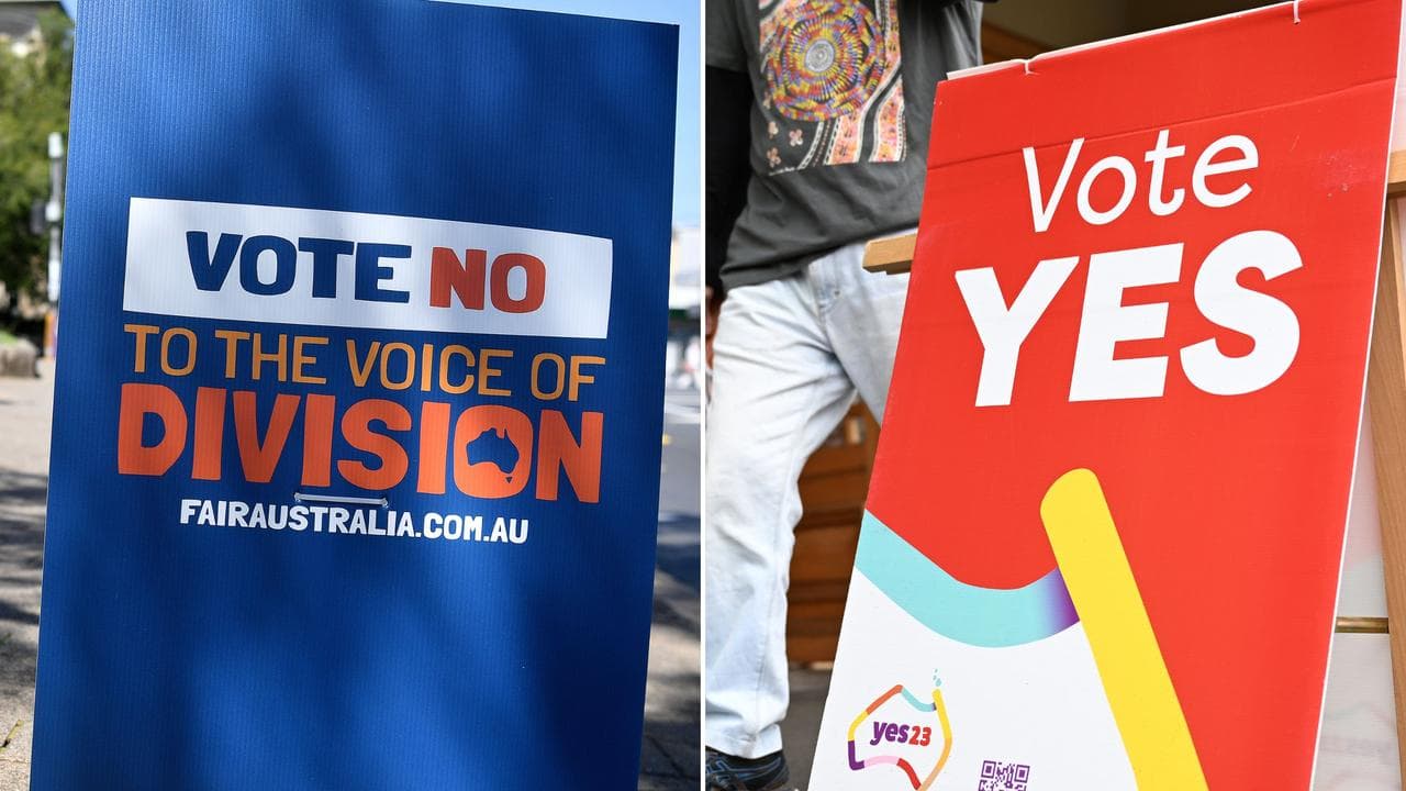 Yes and No signage during the Voice referendum vote
