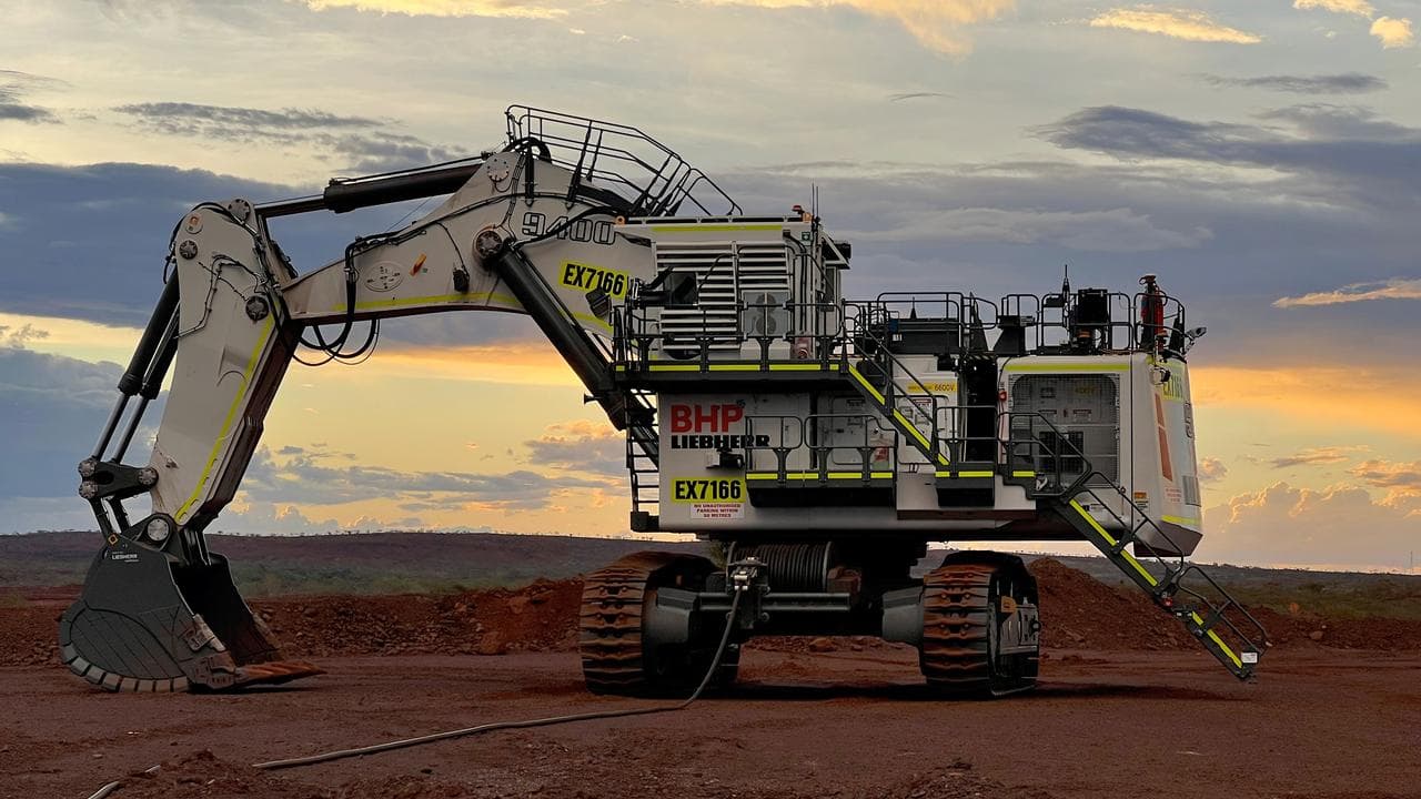 An electric excavator at the Yandi iron ore mine, in WA