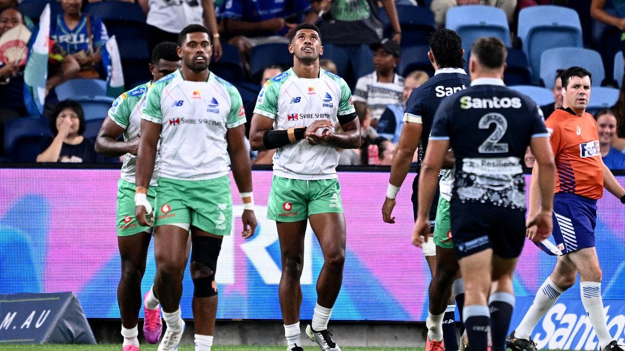 Drua players during their match against the Waratahs.