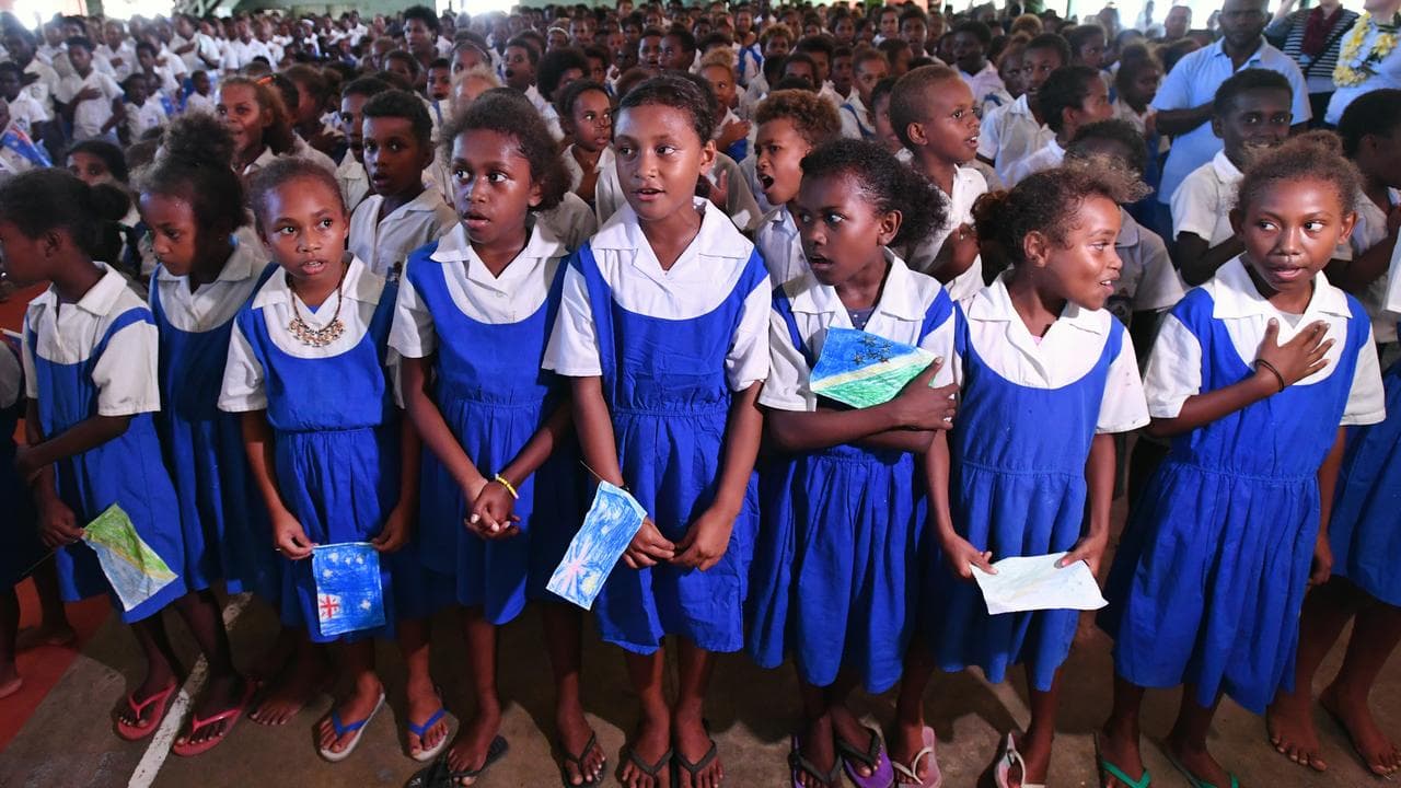 Children at a school in Honiara, Solomon Islands.