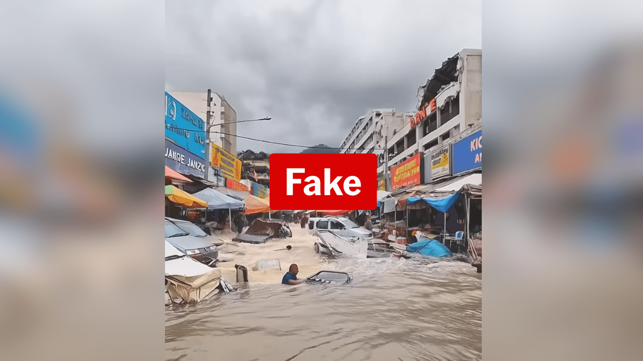 Fake AI footage of floods around shops