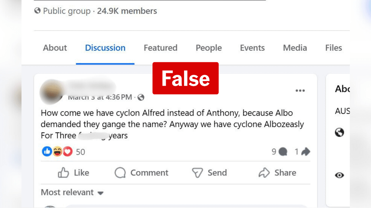 Screenshot of misleading Facebook post.