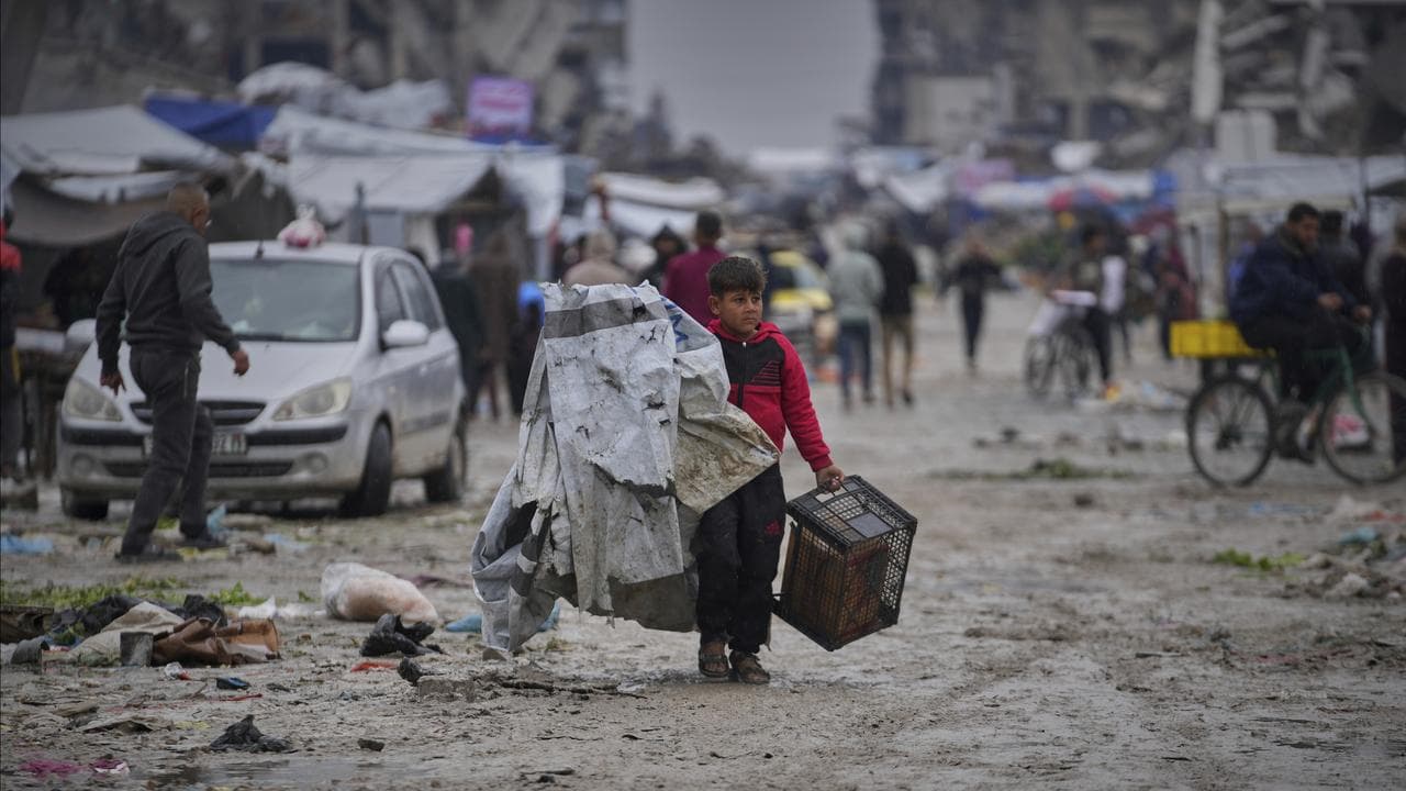 A boy at a street market in Jabaliya, northern Gaza
