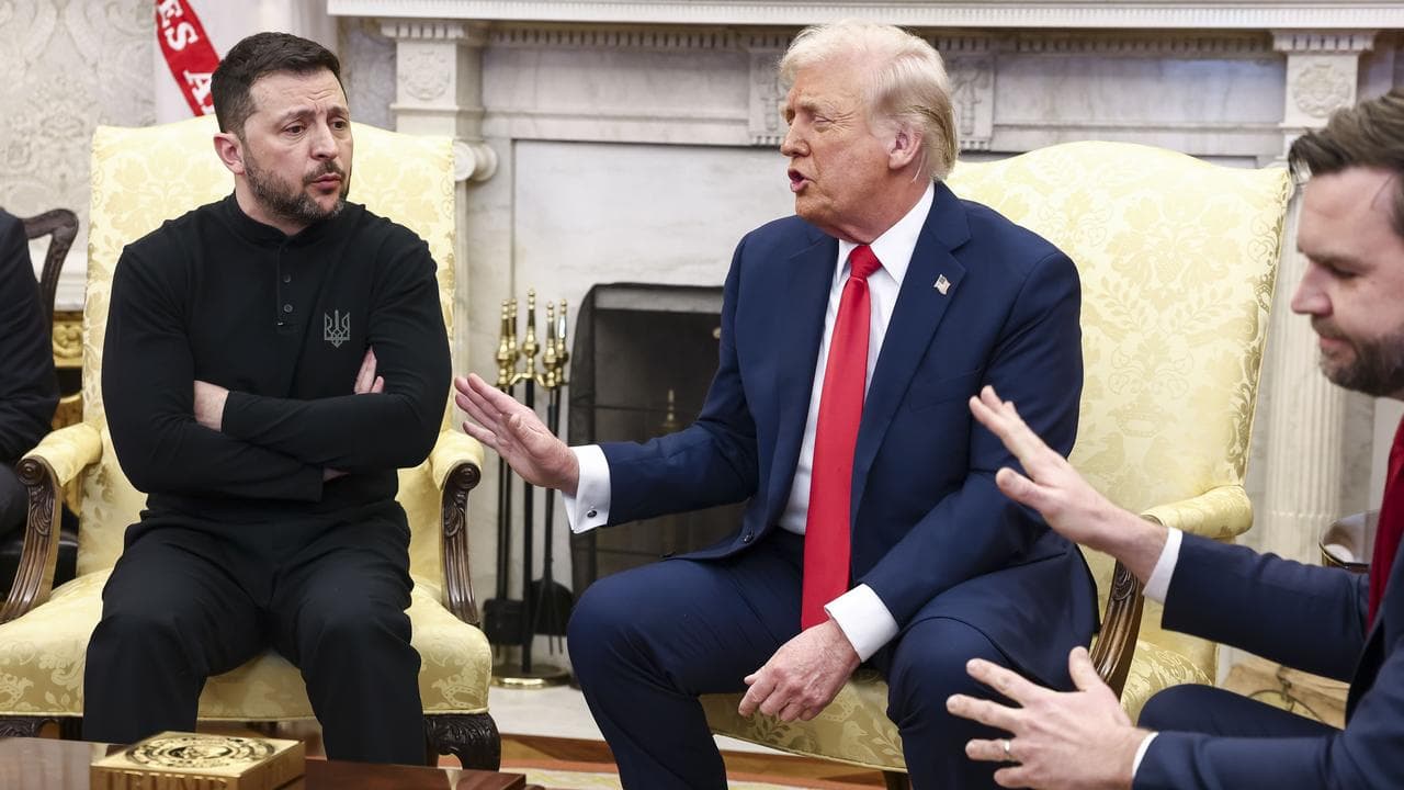 Volodymyr Zelensky, Donald Trump and JD Vance at the White House.