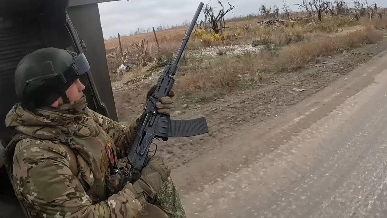 A Russian engineer troops serviceman