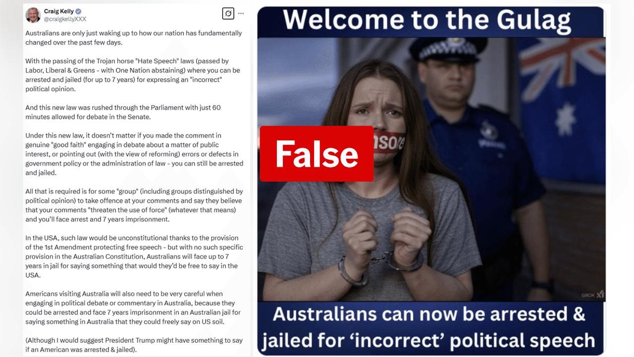 Craig Kelly's post on X.