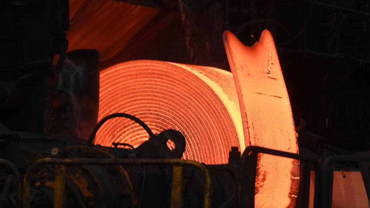 Heated roll of steel of the Port Kembla Steelworks
