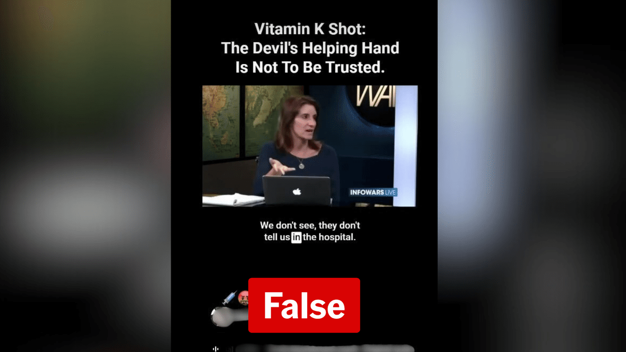 Screenshot of a post making false claims about vitamin K injections.