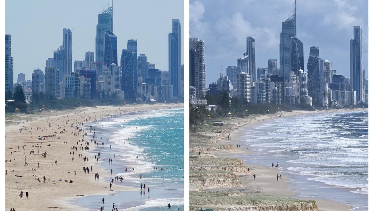 Before and after shots of Gold Coast beaches