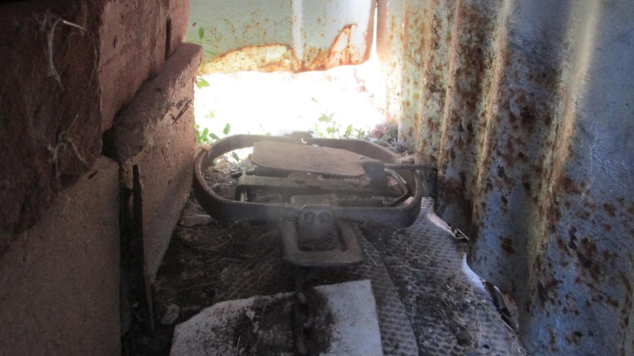 An illegally set steel trap