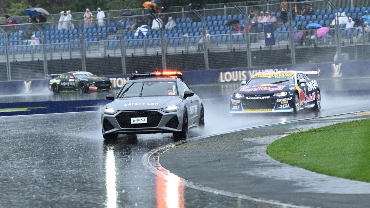 Drivers follow the safety car