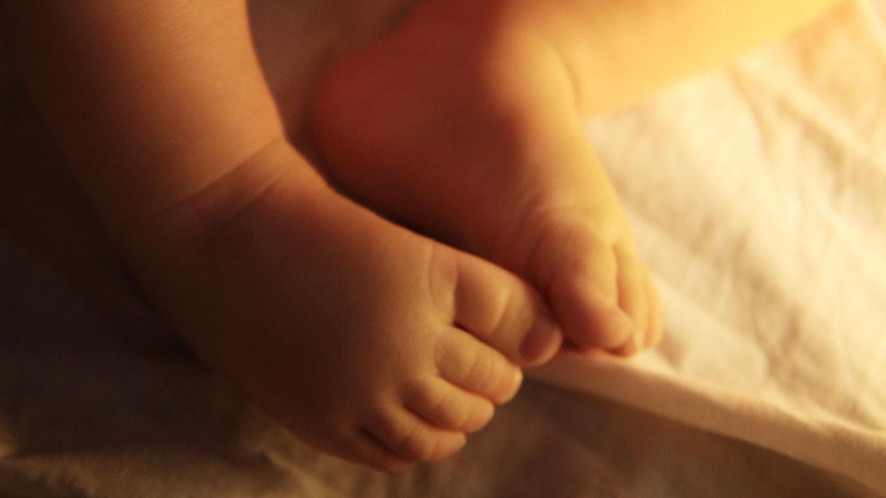 Stock photograph of a baby's feet