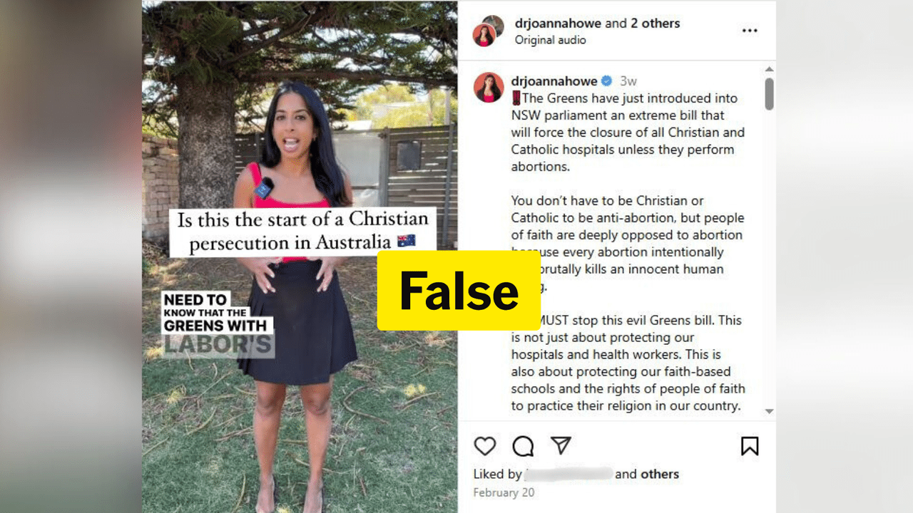 Instagram video from Dr Joanna Howe about new abortion bill