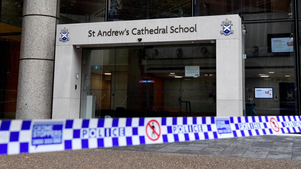 Police tape is seen at St Andrew’s Cathedral School (file)