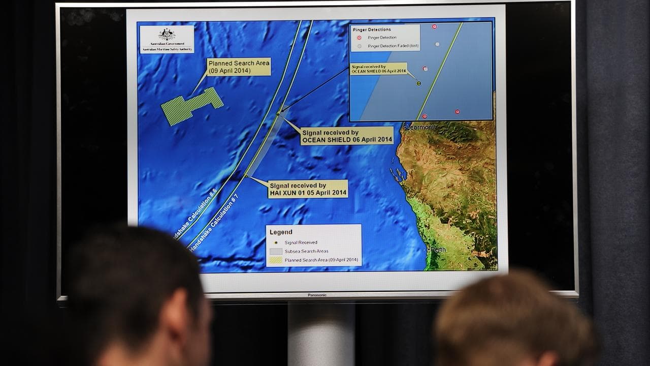A graphic of the area being searched for missing flight MH370