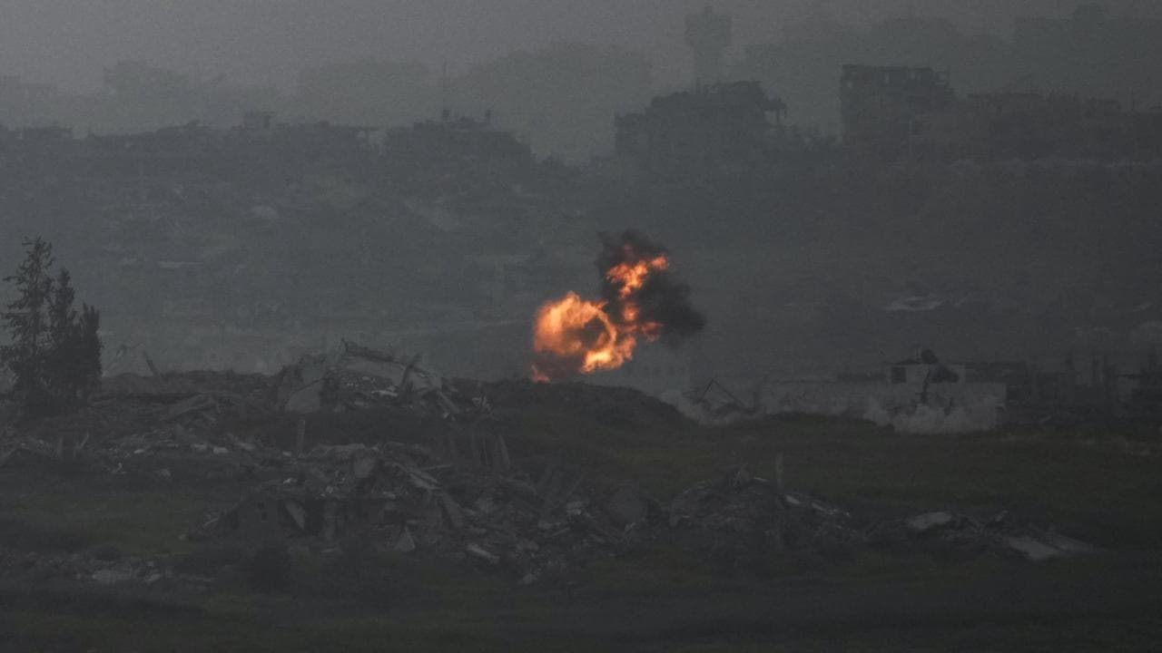 An explosion erupts in the northern Gaza Strip
