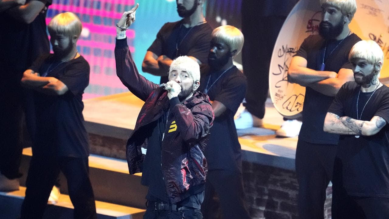 Eminem performs Houdini during the 2024 MTV Video Music Awards