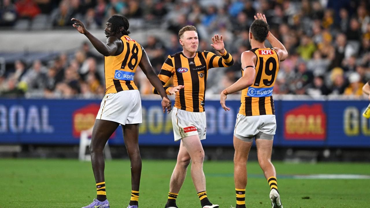 Hawthorn's James Sicily (centre)
