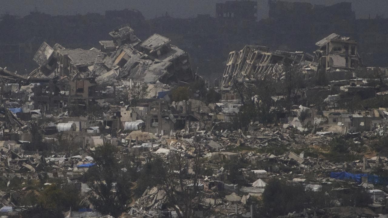 Buildings destroyed during the Israeli offensive in the Gaza Strip