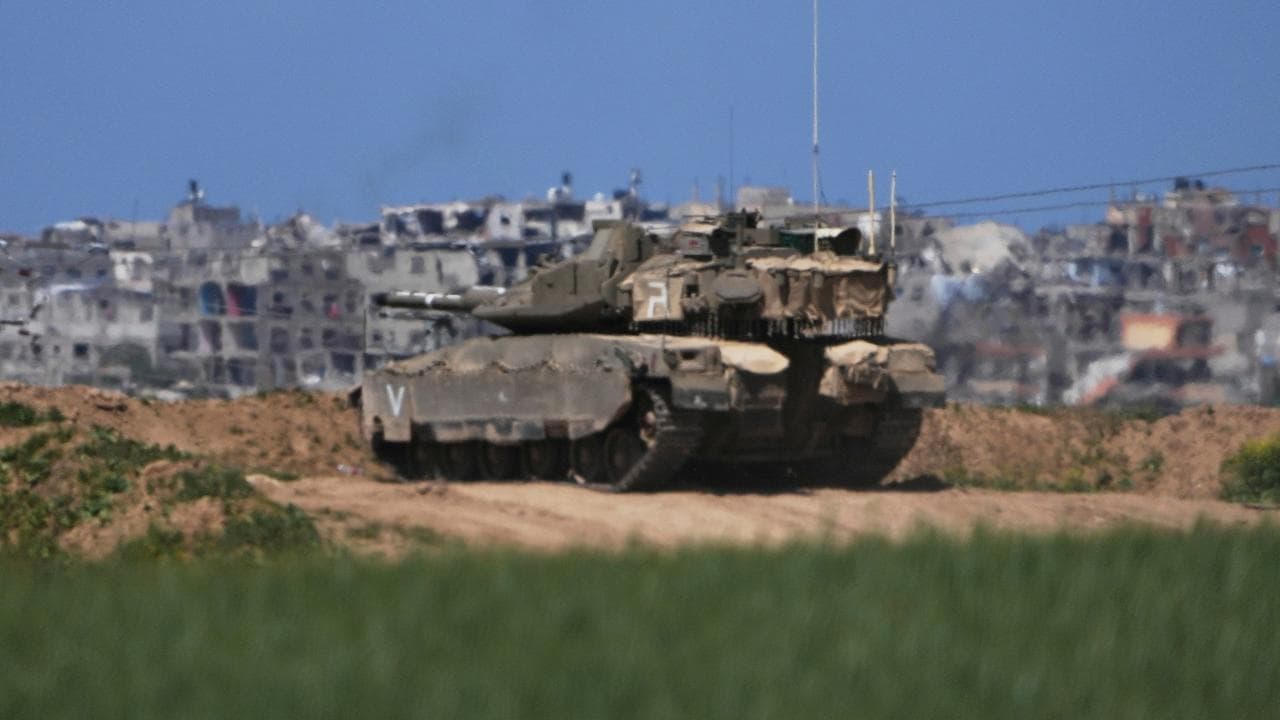 Israeli tank on the Gaza Strip border in southern Israel