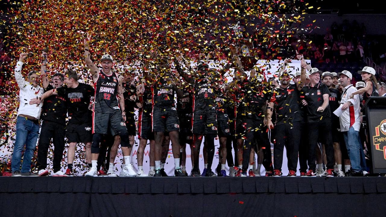 Celebrating Illawarra Hawks players and staff.