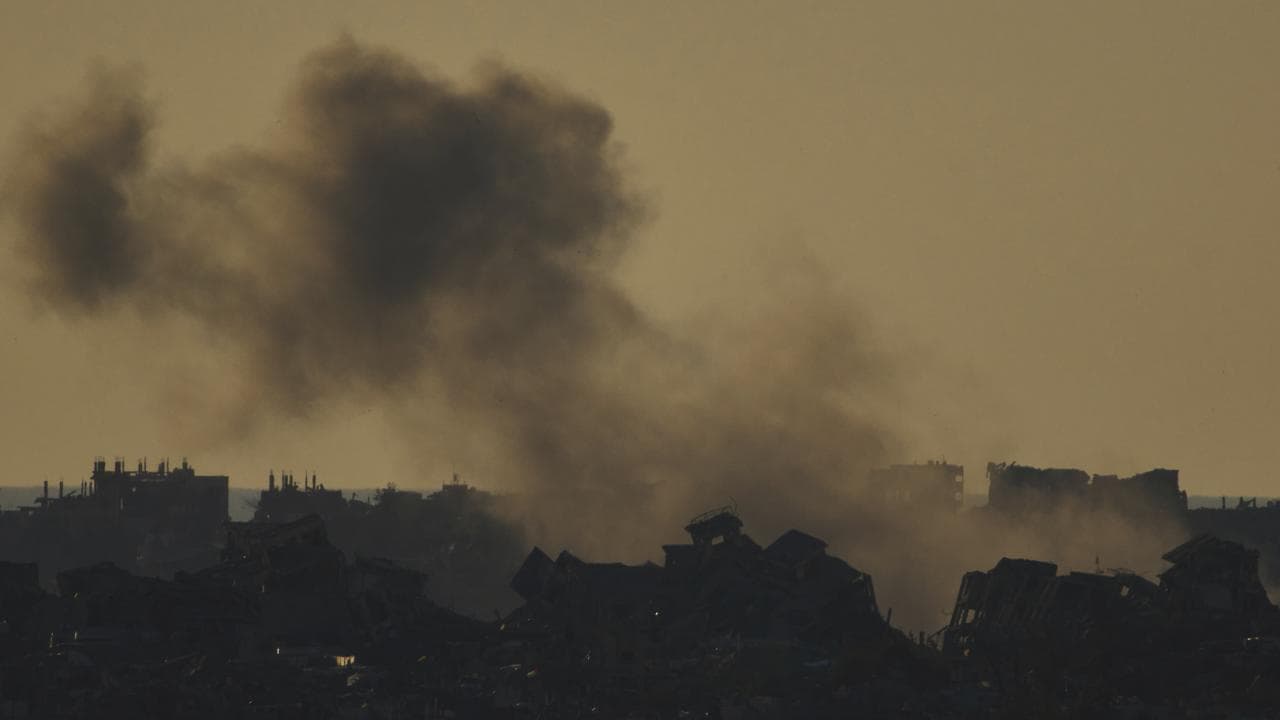 Smoke rises to the sky after an explosion in the Gaza Strip