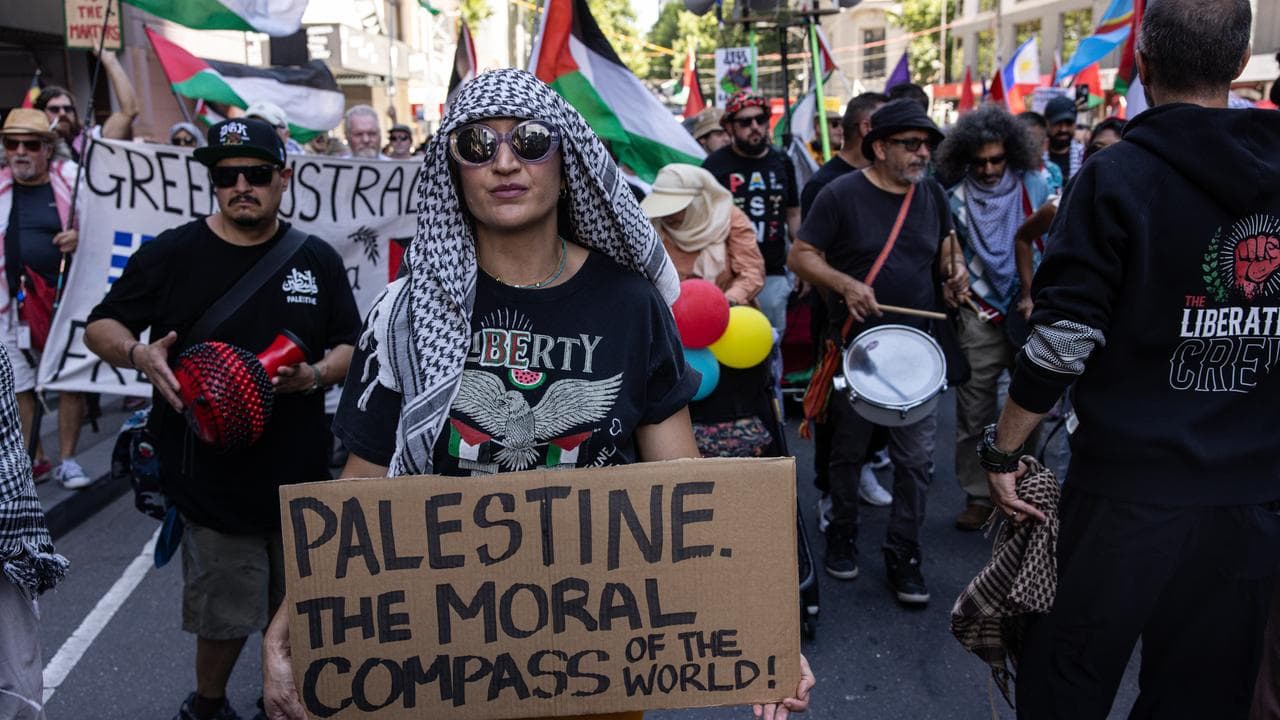 Protesters participate in a Gaza rally in Melbourne
