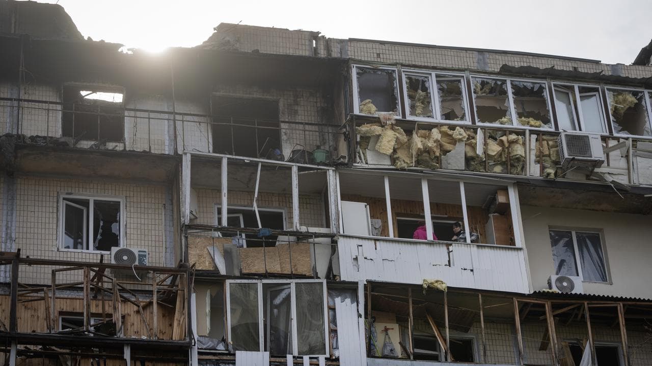 Bombed out building in Ukraine