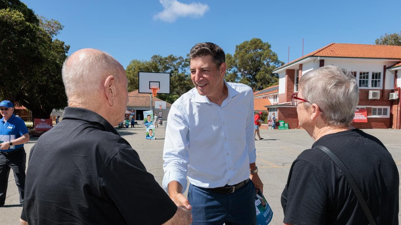 Basil Zempilas with voters in the WA seat of Churchlands