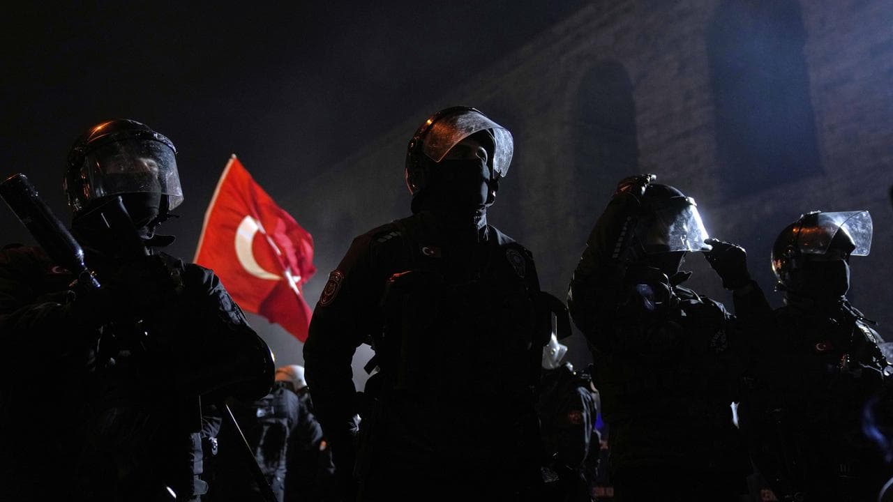 Anti riot police officers in Istanbul