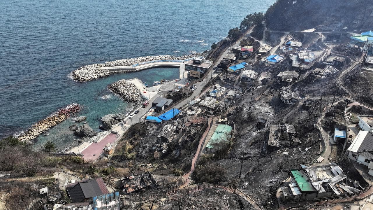 Damaged village due to wildfires in Yeongdeok, South Korea