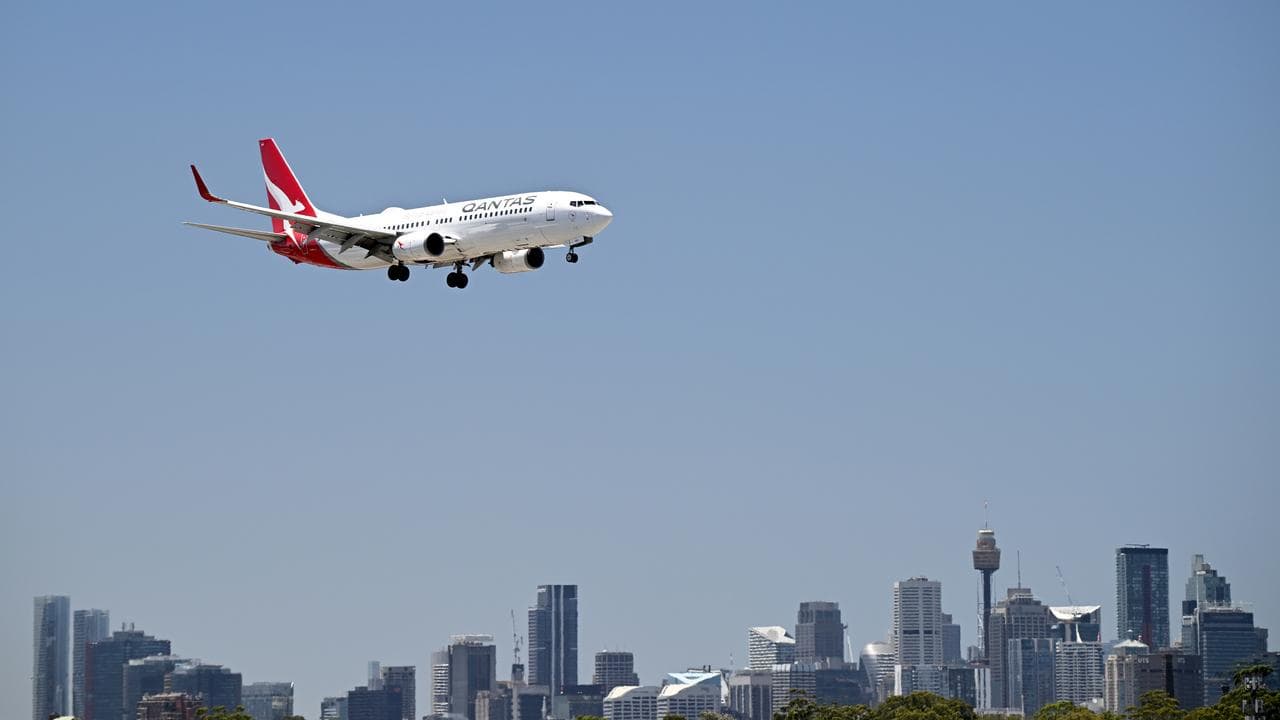 Qantas aircraft over Sydney Airport