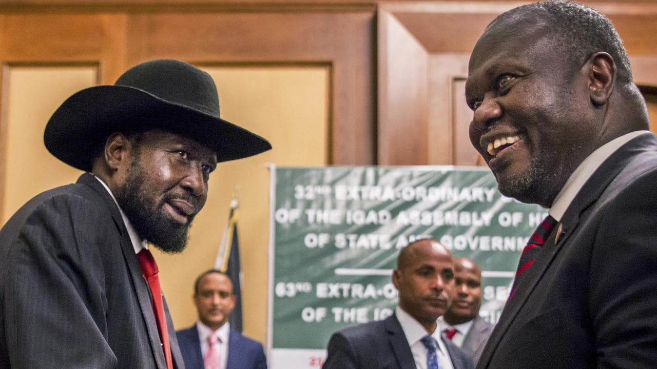 Salva Kiir (left) and Riek Machar