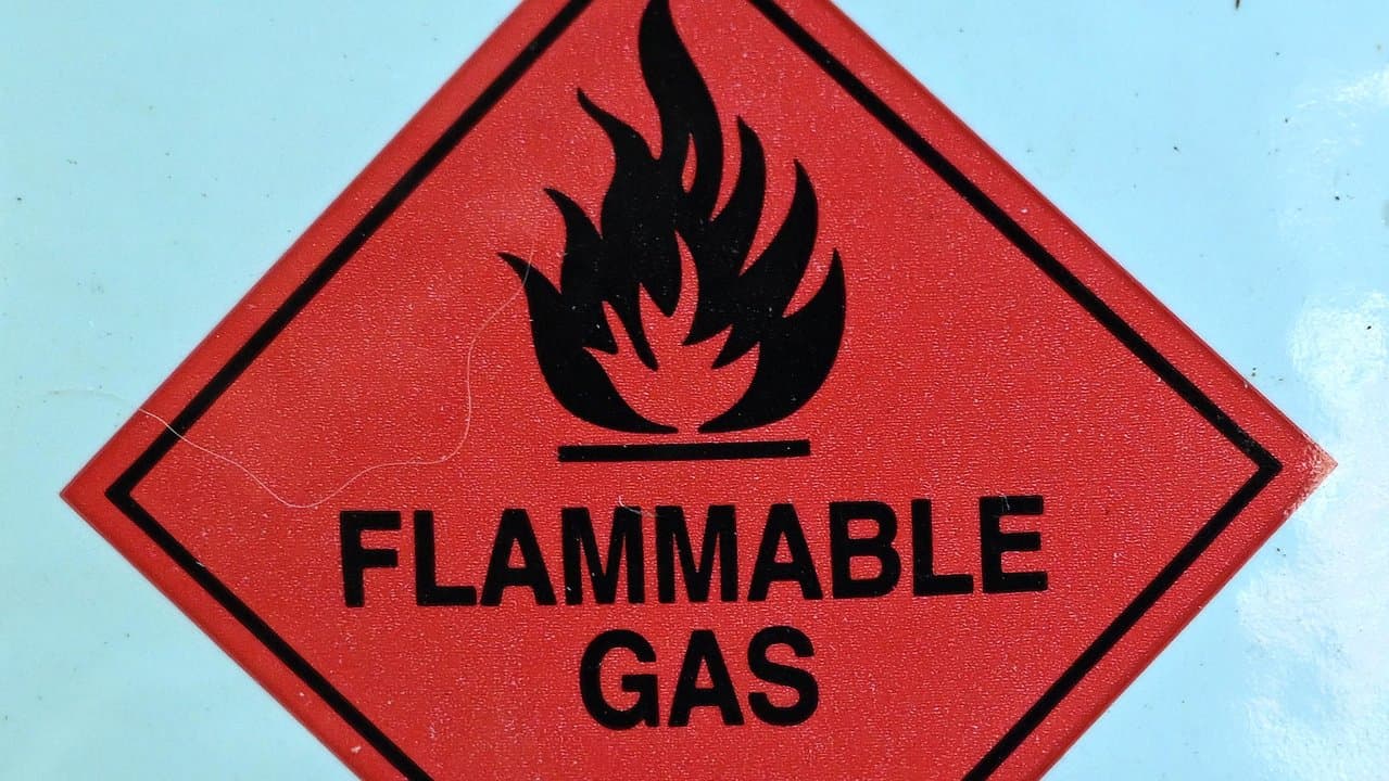 A warning sign on an LPG Gas Cylinder Bottle