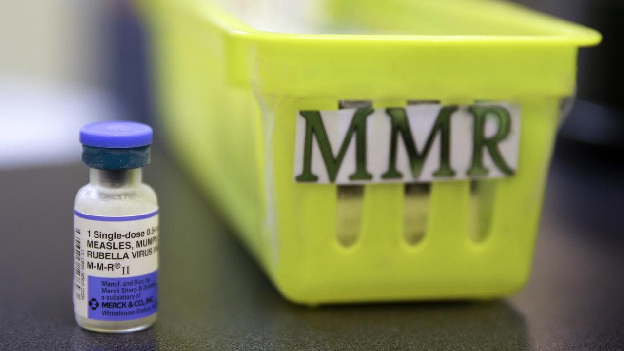 Vial of a measles, mumps and rubella vaccine