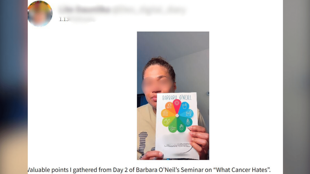 Screenshot of a social media post with misinformation about cancer.