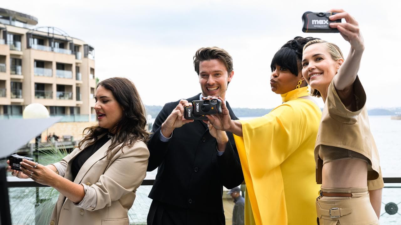 Cast of White Lotus take photos in Sydney