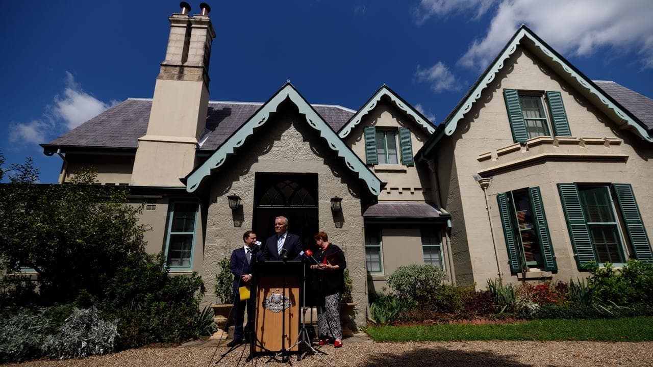 File photo of former PM Scott Morrison at Kirribilli House