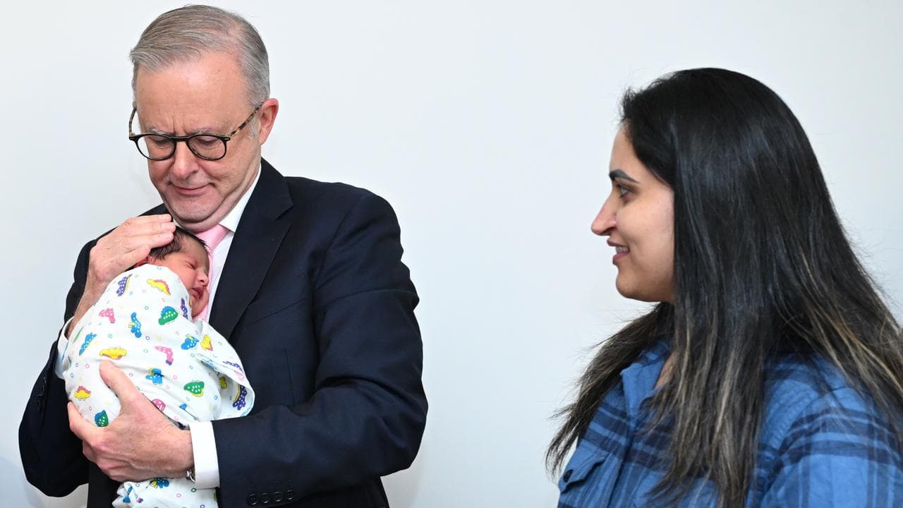 Anthony Albanese and a baby