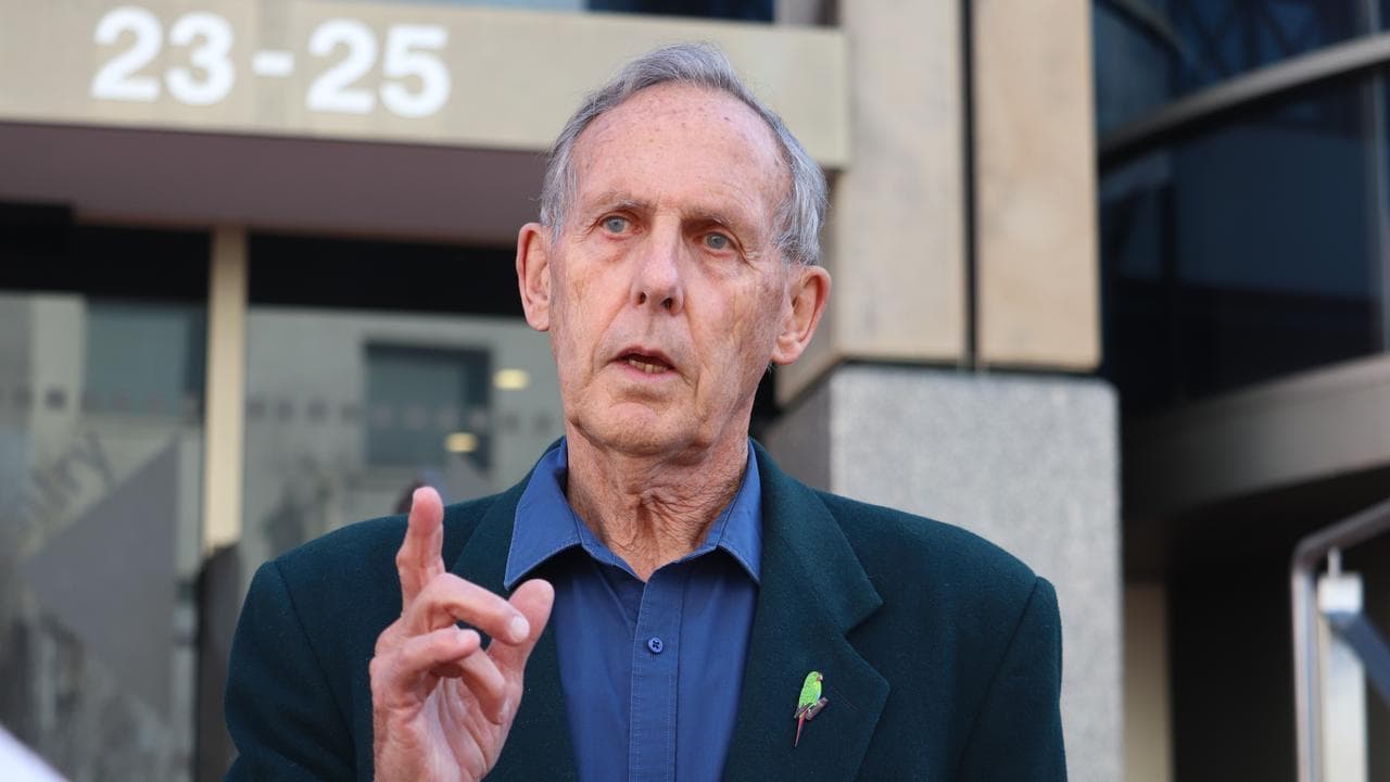 File photo of Bob Brown speaking outside court