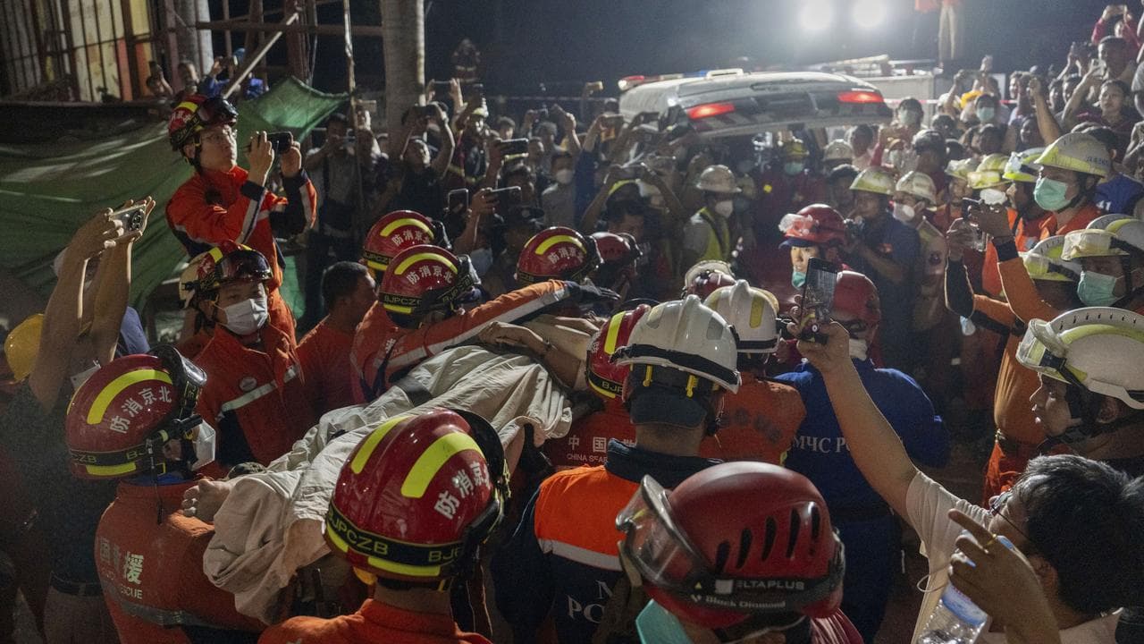 A survivor rescued in Mandalay 