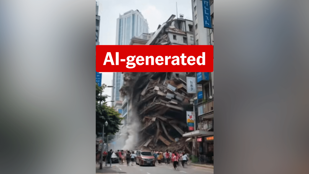 AI-generated fake clip of building collapsing