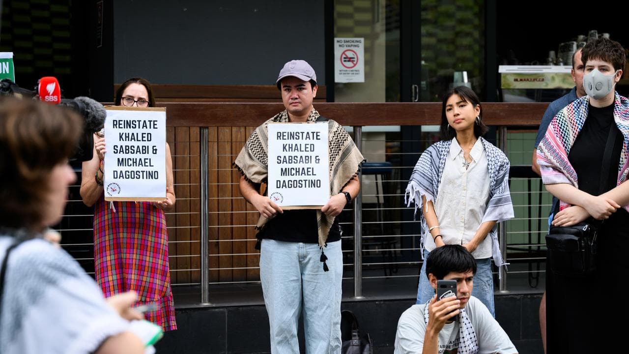 Protesters called for the reinstatement of Khaled Sabsabi 