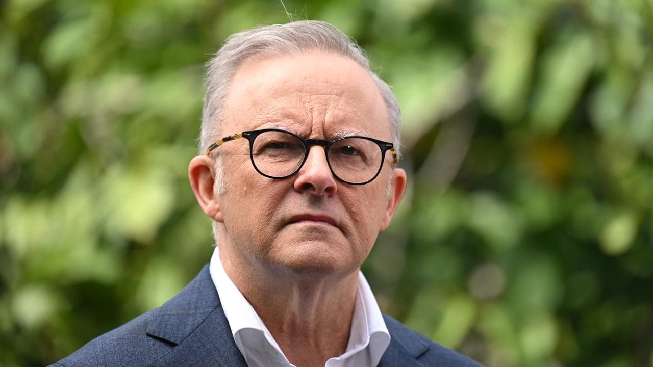 Anthony Albanese speaking to the media.