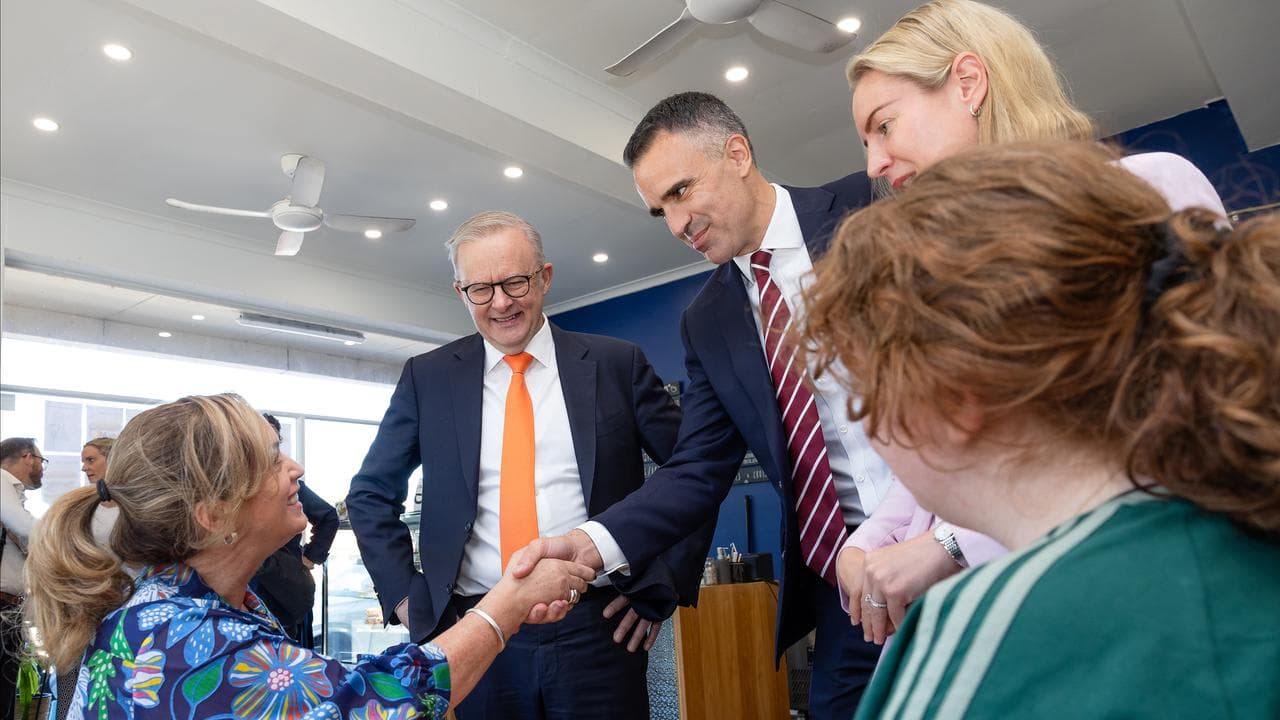 The PM, Peter Malinauskas and Labor candidate Claire Clutterham