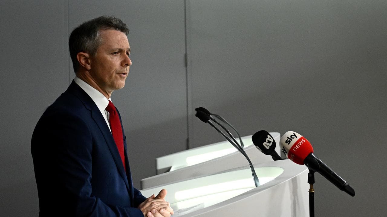 Education Minister Jason Clare speaks to the media in Sydney